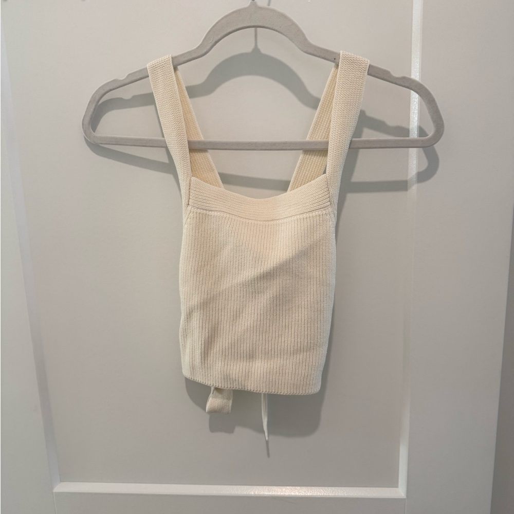 Wilfred Cream Ribbed Crop Top
